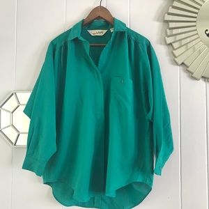 Vintage DVF Diane Von Furstenberg Teal Button Down